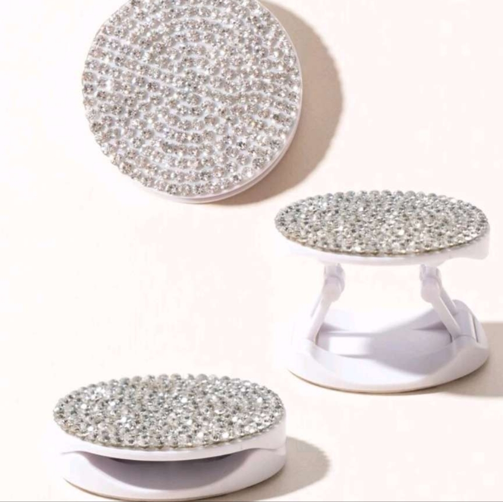White rhinestone sparkle glitter popsocket